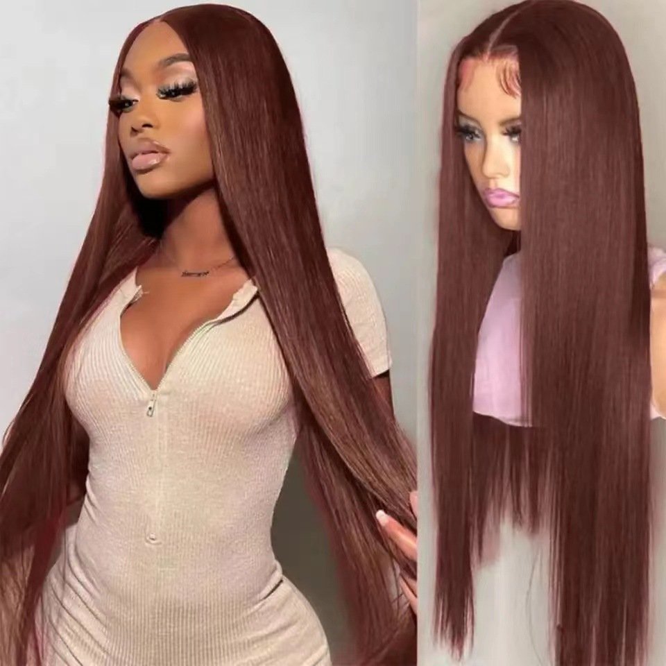 Front Lace Wig Human Hair African Hot Selling Women's Long Straight Lace Wig Multiple Colors in Stock