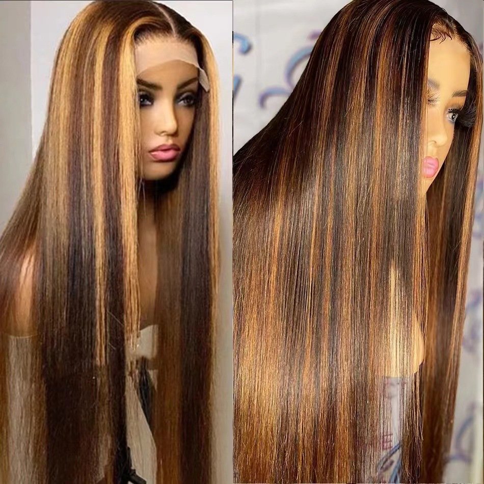 Front Lace Wig Human Hair African Hot Selling Women's Long Straight Lace Wig Multiple Colors in Stock