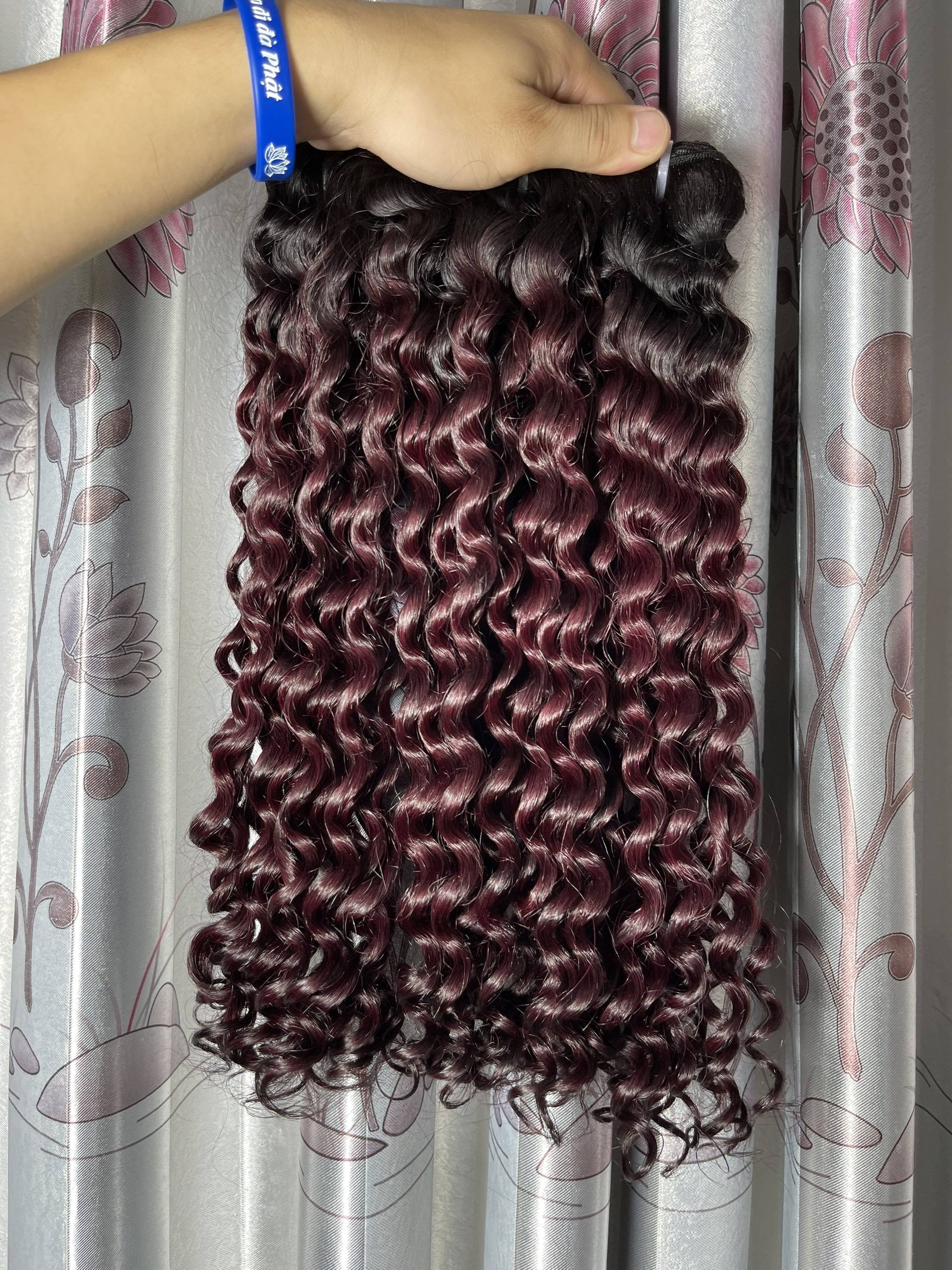 Vietnam Supplier Top Quality Raw Virgin Fumi Human Hair Wig Ombre Pink Color Hair Super Double drawn, full lace human hair wig