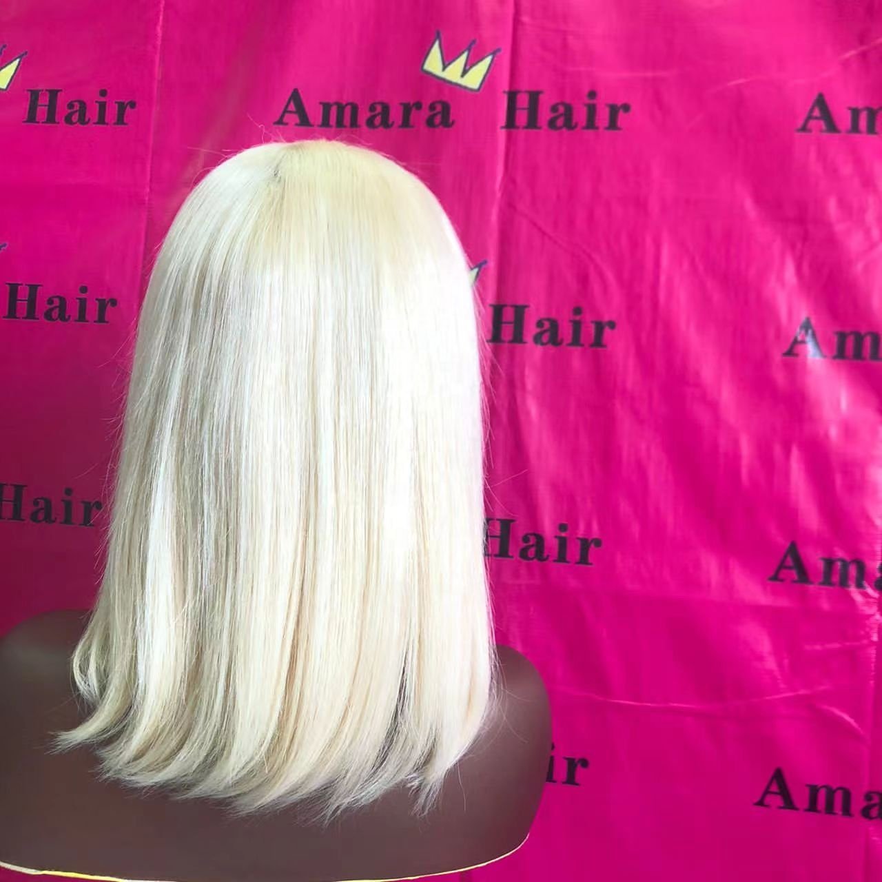 Amara hot selling gold /613 color pixie /bob 13/4x4 lace frontal human hair wig fast delivery in stock 8/10/12 inch bob wigs