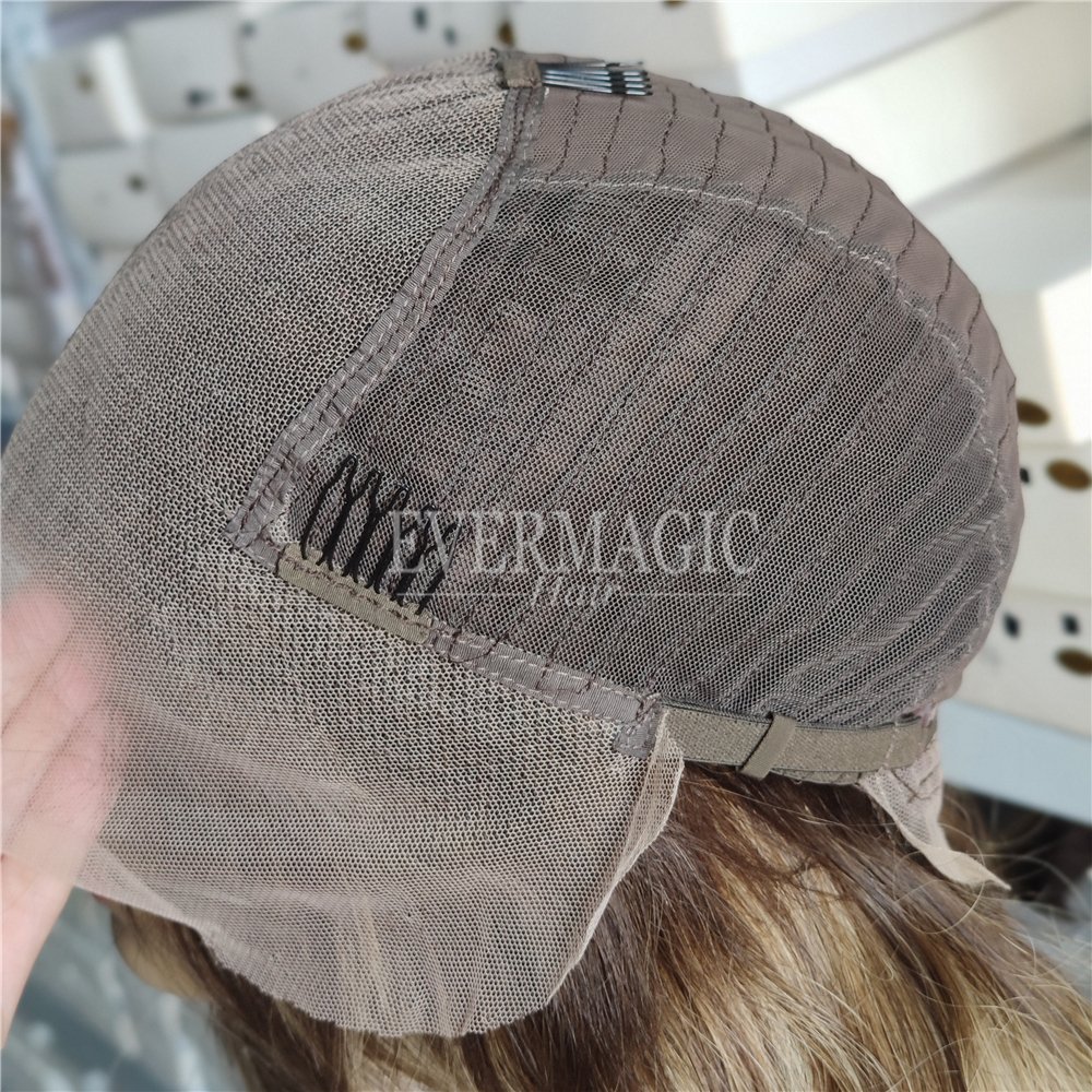 Luxury Balayage Highlight Blonde celebrity Style Wavy Deep Part Super Natural hair line HD Lace Front Short Bob Hair Wigs
