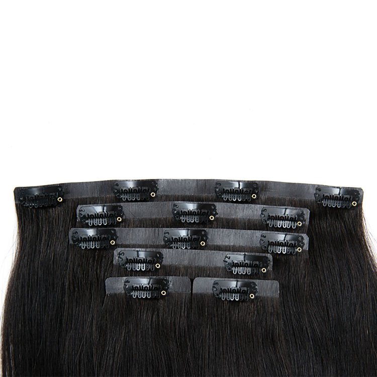 Cheap price 100% Raw Clip ins Human Hair Extensions Yaki Straight 13a Remy Hair Indian Hair Silky Straight Wave genius weft