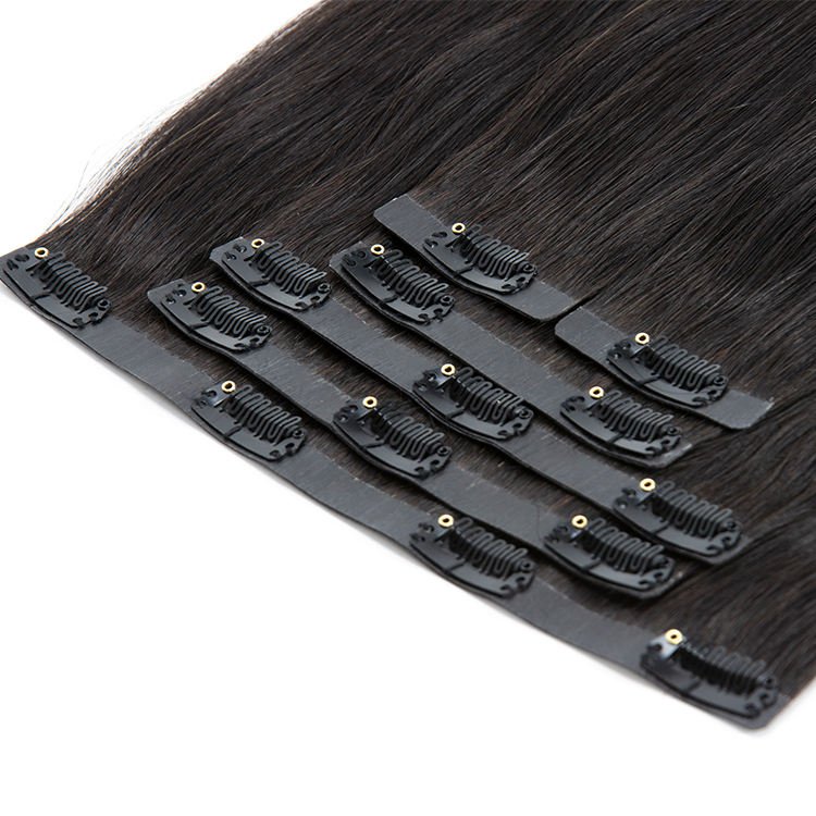 Cheap price 100% Raw Clip ins Human Hair Extensions Yaki Straight 13a Remy Hair Indian Hair Silky Straight Wave genius weft
