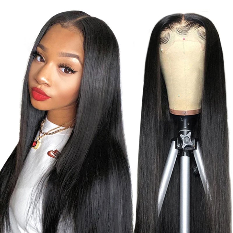 SFM Brand Virgin Hair 13*4 Glueless Lace Front Real Brazilian Human Hair Wig Black Women Pre Pluck HD Lace Wig 100%