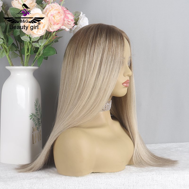 Flat Top Unprocessed Virgin Human Hair Lace Front Jewish Kosher Medical Wigs Balayage Highlights Lace Top Jewish Wigs