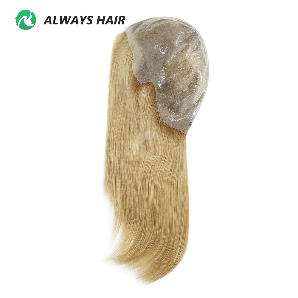 14" Hand Tied Straight Human Hair Wig Highlight in Dark Colors Long Length with 130% Density Average Cap Size Thin Skin Full Wig