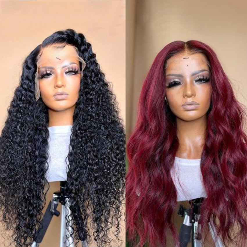 Ombre Highlight Lace Front Human Hair Wig Brown Blonde Mixed Color, Brazilian Remy Straight Hair 13X4 Lace Frontal Wig