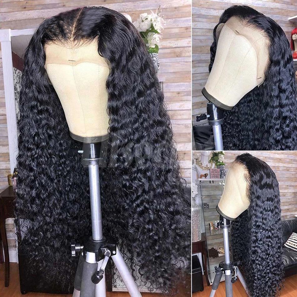 Deep Wave 13x4 Lace Front Human Hair Wigs Vendors Raw Brazilian Virgin Human Hair Curly Hd Lace Frontal Wigs For Black Women