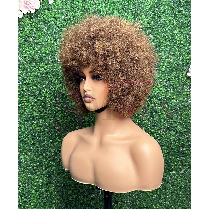 Wholesale 100% Raw Vietnamese Hair Short Machine Made Wig Afro Curly Wig Natural Color Virgin Human Hair Wigs For Black Women