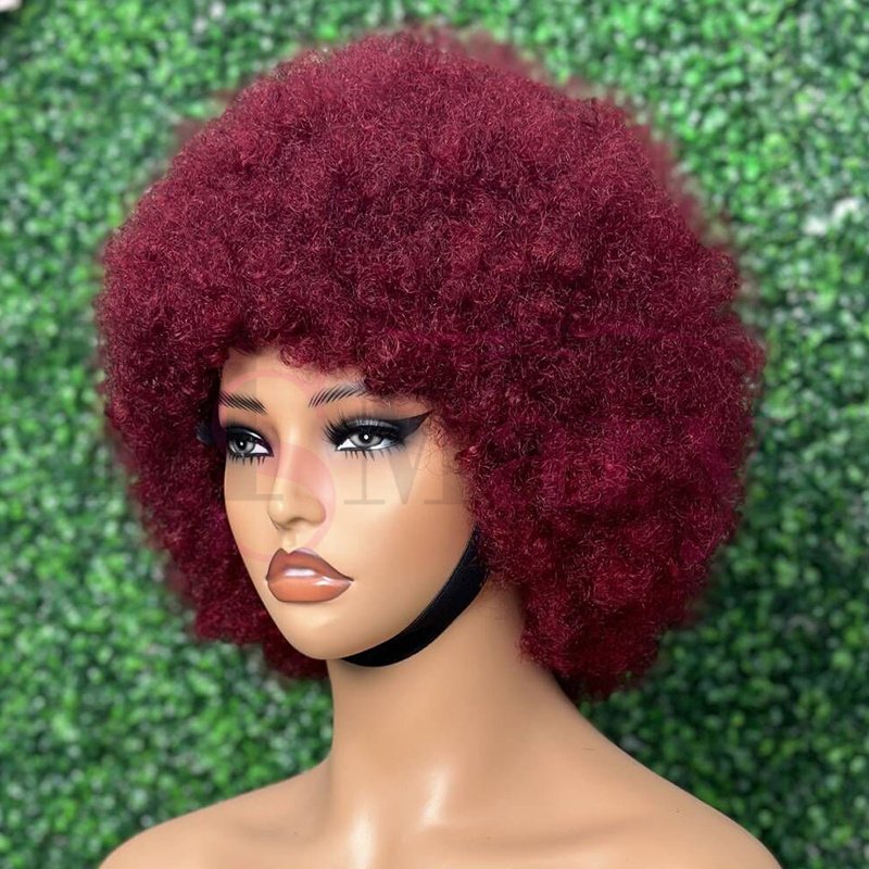 Wholesale 100% Raw Vietnamese Hair Short Machine Made Wig Afro Curly Wig Natural Color Virgin Human Hair Wigs For Black Women