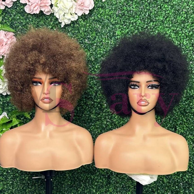 Wholesale 100% Raw Vietnamese Hair Short Machine Made Wig Afro Curly Wig Natural Color Virgin Human Hair Wigs For Black Women