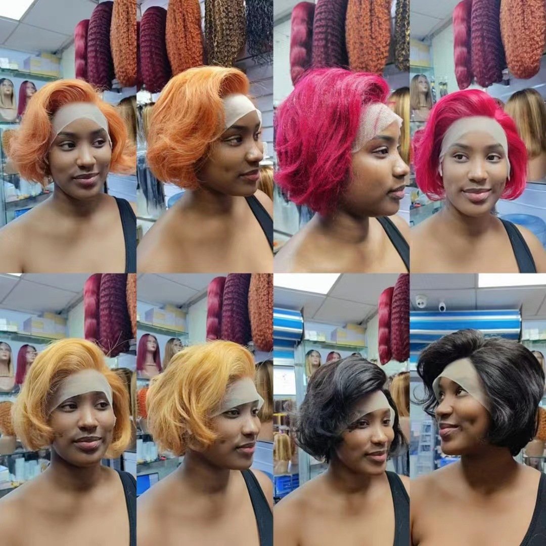 Pre Plucked With Baby Hair Raw Vietnamese Hair Glueless Lace Frontal Wigs Pixie Cut Human Hair Wigs