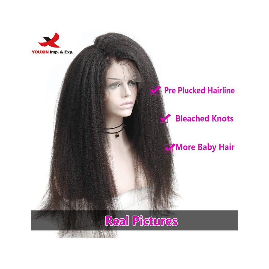 FENGFLY fast delivery 13x4 wholesale virgin gluless brazilian human hair yaki lace front wigs