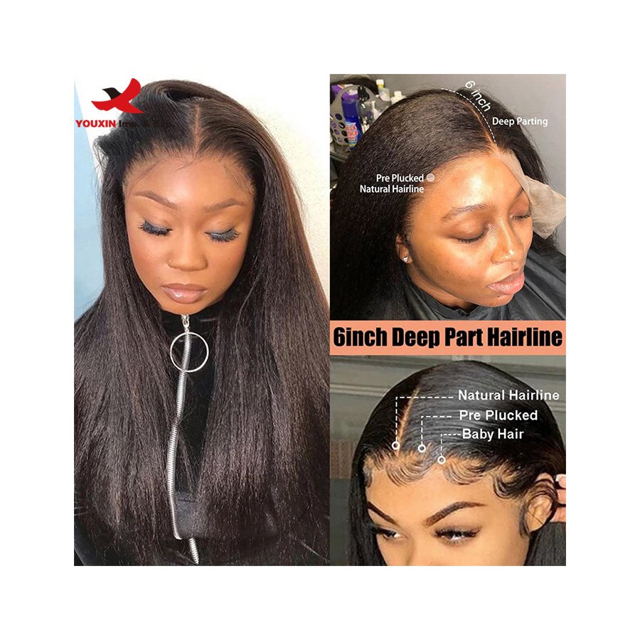 FENGFLY fast delivery 13x4 wholesale virgin gluless brazilian human hair yaki lace front wigs