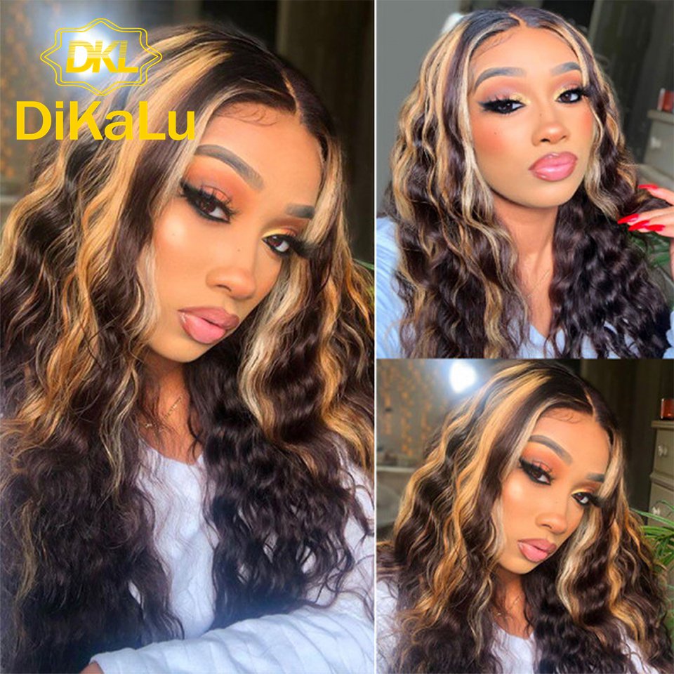 4/27 Highlight Human Hair Lace Front Wigs For Women HD Transparent Lace Body Loose Wave Virgin Human Hair Wigs 180% Density