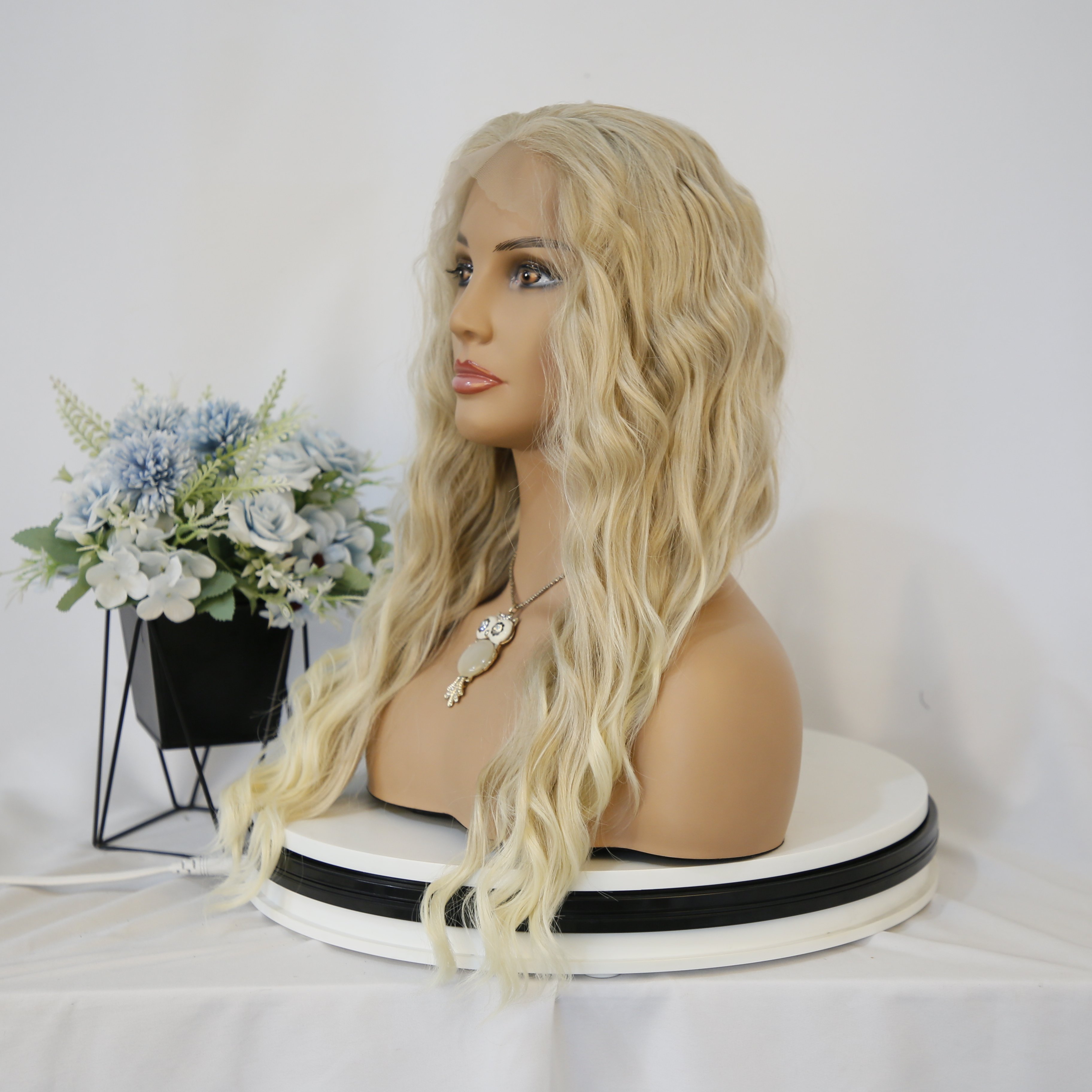 13X6 Pre Plucked Natural Hairline Long Kinky Curl blonde Synthetic Lace front hair wigs for Women