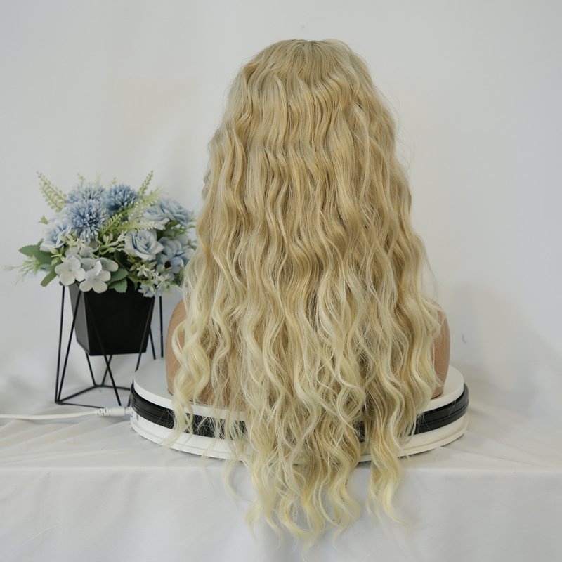 13X6 Pre Plucked Natural Hairline Long Kinky Curl blonde Synthetic Lace front hair wigs for Women