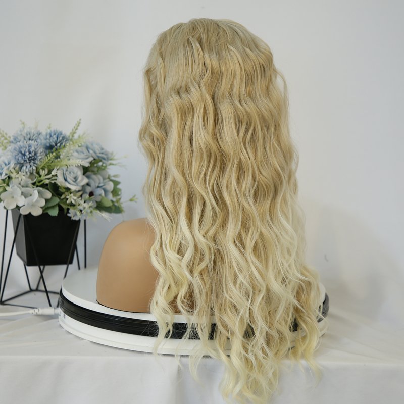 13X6 Pre Plucked Natural Hairline Long Kinky Curl blonde Synthetic Lace front hair wigs for Women