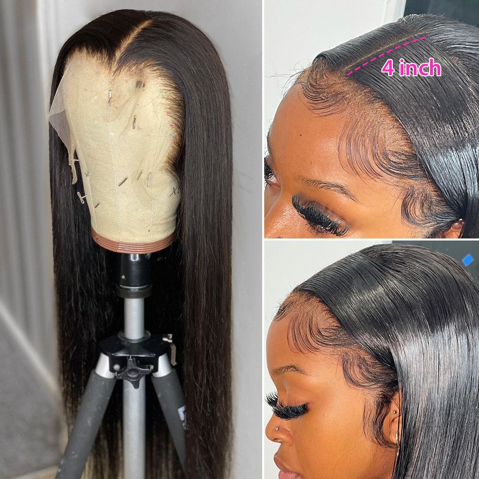 Wholesale 36 38 inch100% India double drawn raw virgin human hair HD lace closure frontal straight brazilian human hair wigs