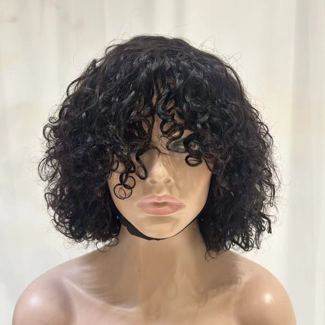 Ghrehair natural Short Wigs Human Hair machine weft made water Curly Bob Wigs perruques naturel cheveux humain high density