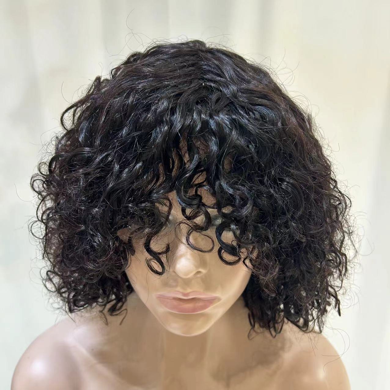 Ghrehair natural Short Wigs Human Hair machine weft made water Curly Bob Wigs perruques naturel cheveux humain high density