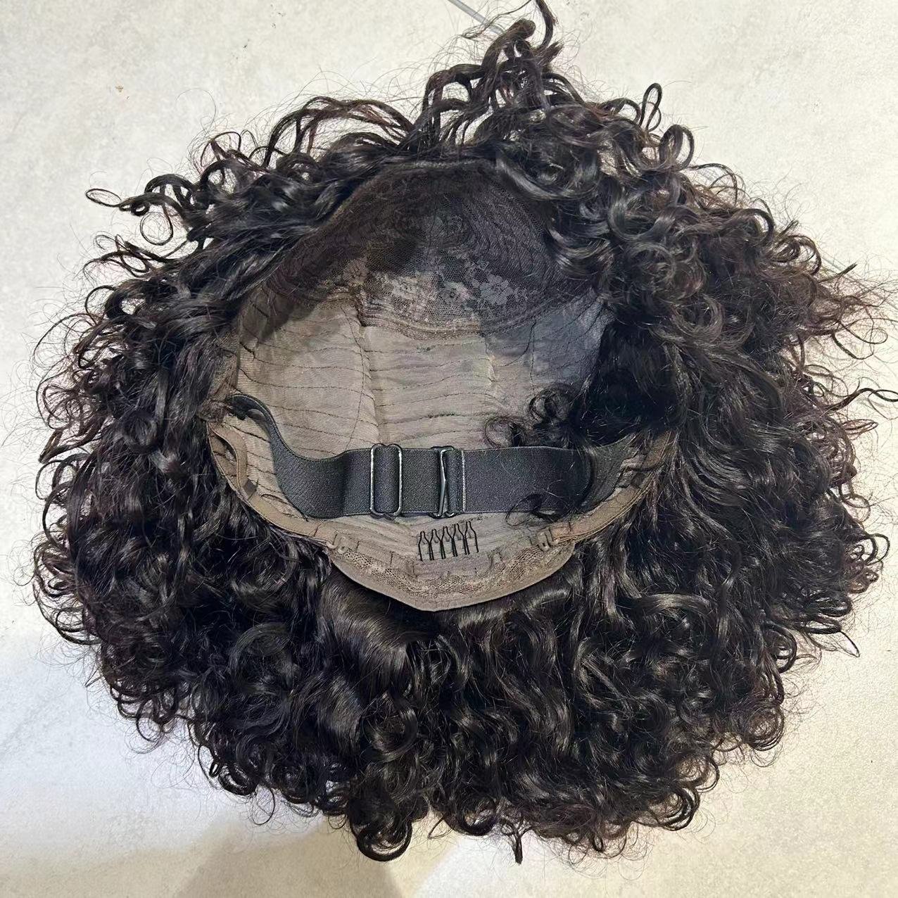 Ghrehair natural Short Wigs Human Hair machine weft made water Curly Bob Wigs perruques naturel cheveux humain high density