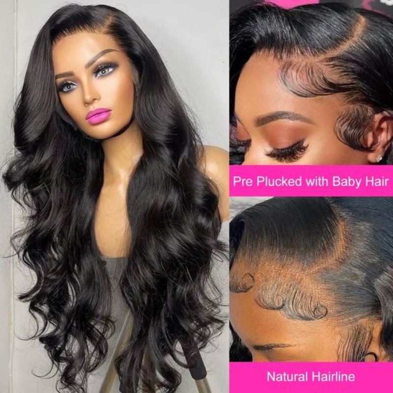 Royce Vendor Virgin Cuticle Aligned Brazilian Human Hair HD Lace Frontal Wig,34 Inch 360 Full Lace Front Human Hair Wigs
