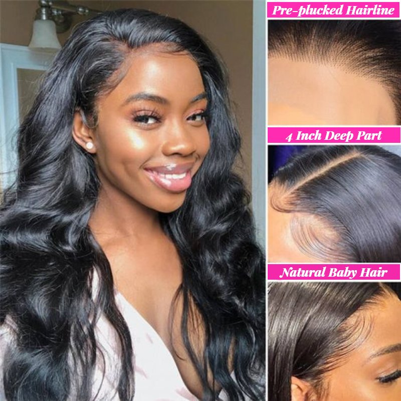 Royce Vendor Virgin Cuticle Aligned Brazilian Human Hair HD Lace Frontal Wig,34 Inch 360 Full Lace Front Human Hair Wigs