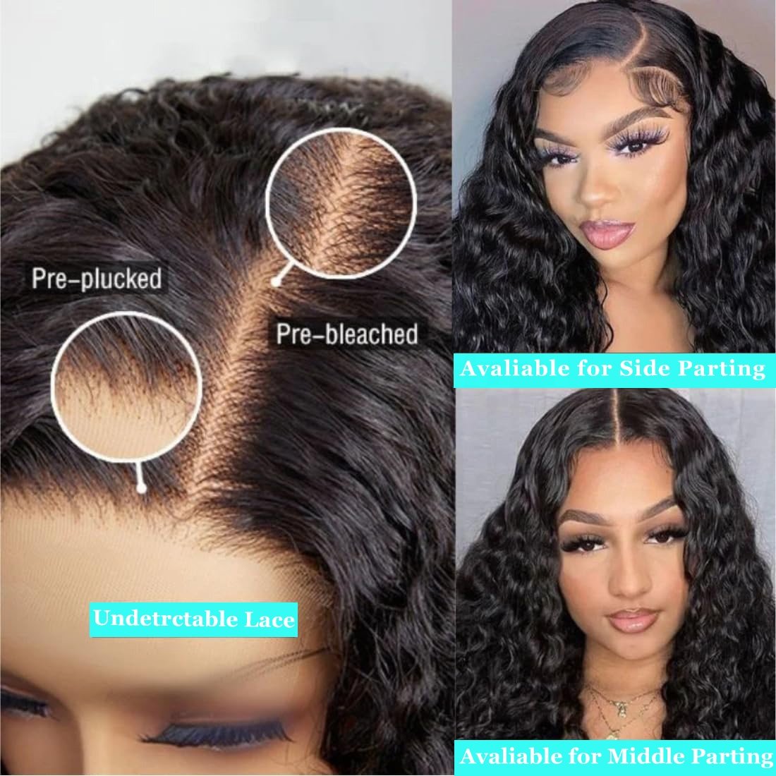 Long Water Curly Closure Frontal Wig Deep Wave Raw Virgin Indian Cuticle Aligned 13x4 Lace Front Human Hair Wigs