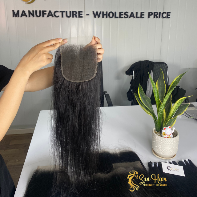 Vietnamese Human Hair Bundles With Lace Closure Virgin Cuticle Aligned Hair Extensions Human Hair Products