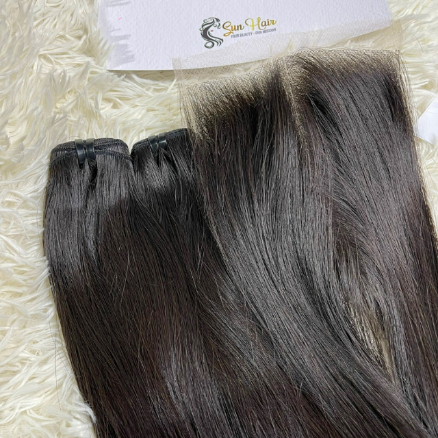 Vietnamese Human Hair Bundles With Lace Closure Virgin Cuticle Aligned Hair Extensions Human Hair Products