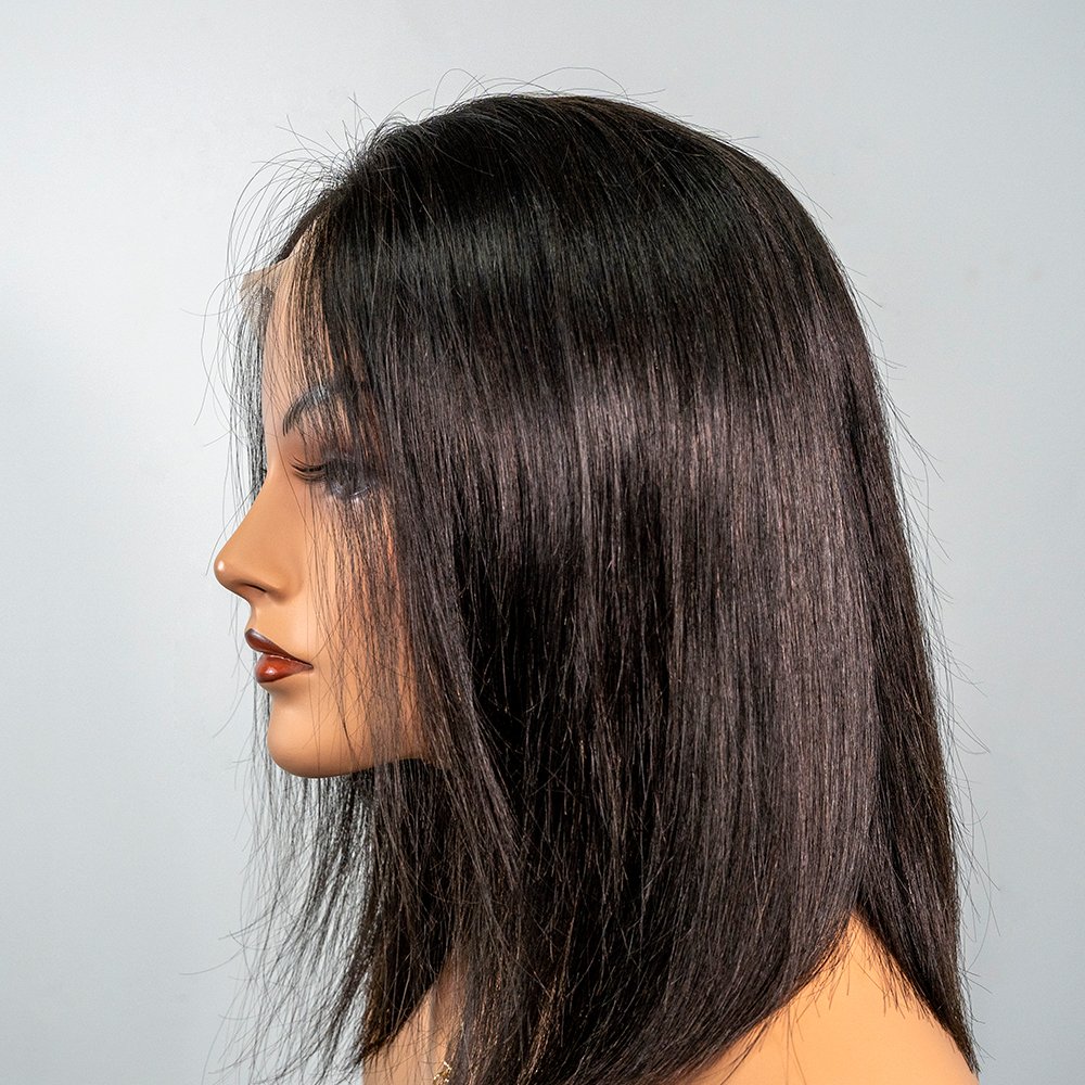 Super Double Drawn 100% Human Hair Bob Wig 4x4 Closure Cheap Short HD Lace Frontal Transparent 180% Density High Quality Wig