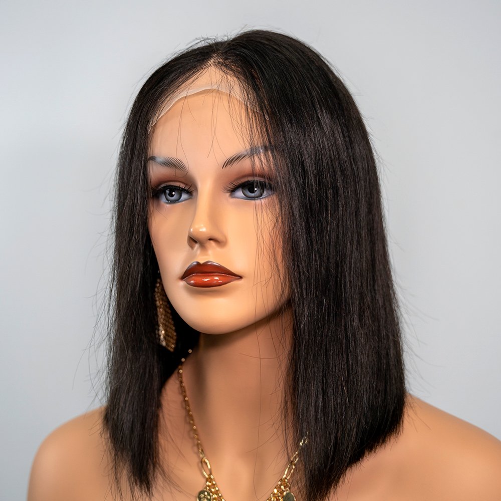 Super Double Drawn 100% Human Hair Bob Wig 4x4 Closure Cheap Short HD Lace Frontal Transparent 180% Density High Quality Wig