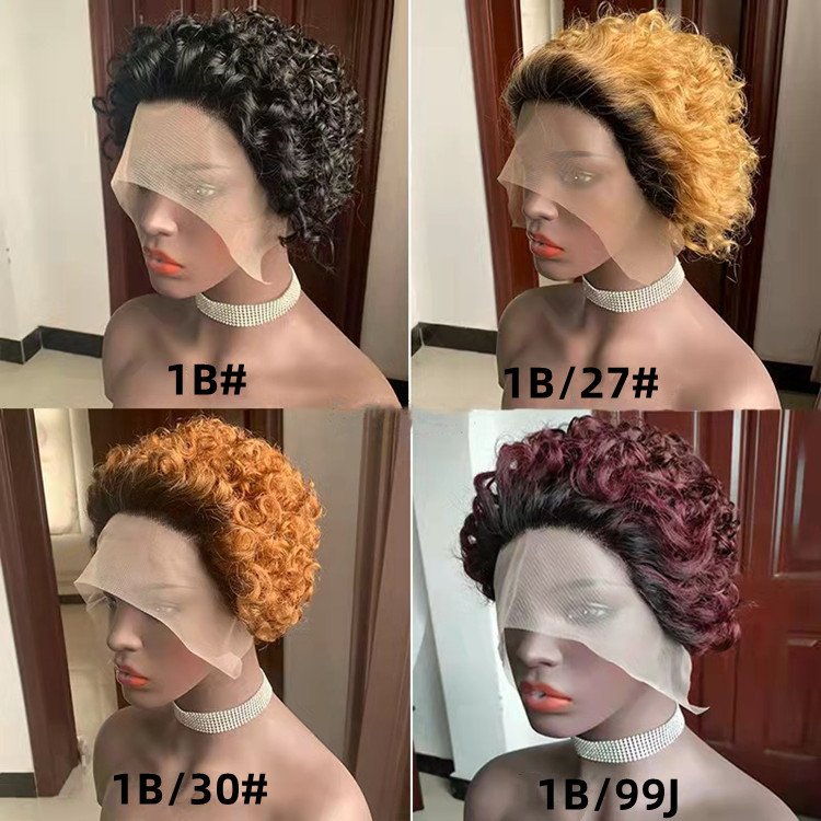 Pixie Cut Short Lace Wig,180% Glueless Short Curly Lace Bob Wigs Pixie Cut,Perruque Pixie Curls Short Human Hair Wigs