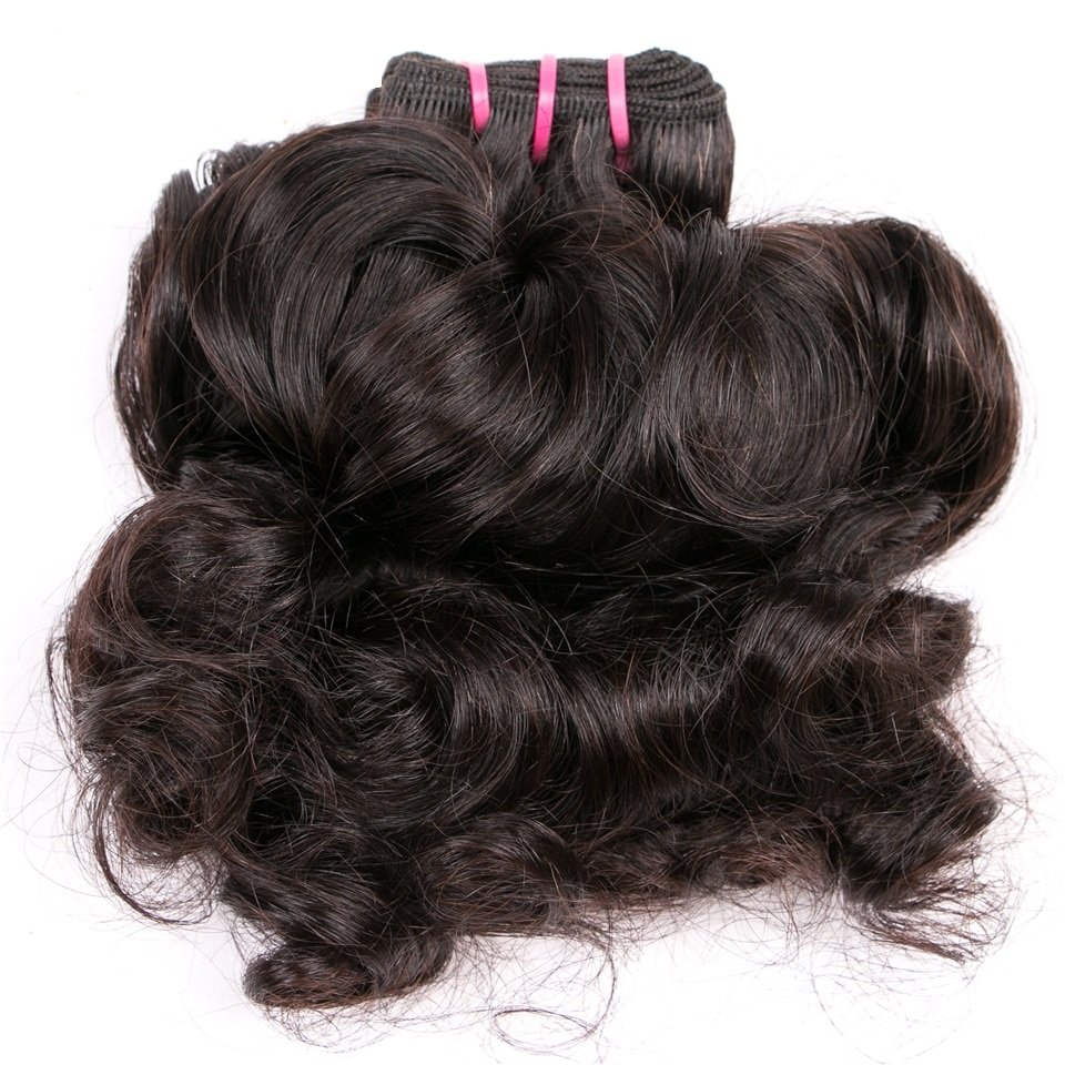 double drawn hair bundles funmi curly with lace closure for black women 100% human hair