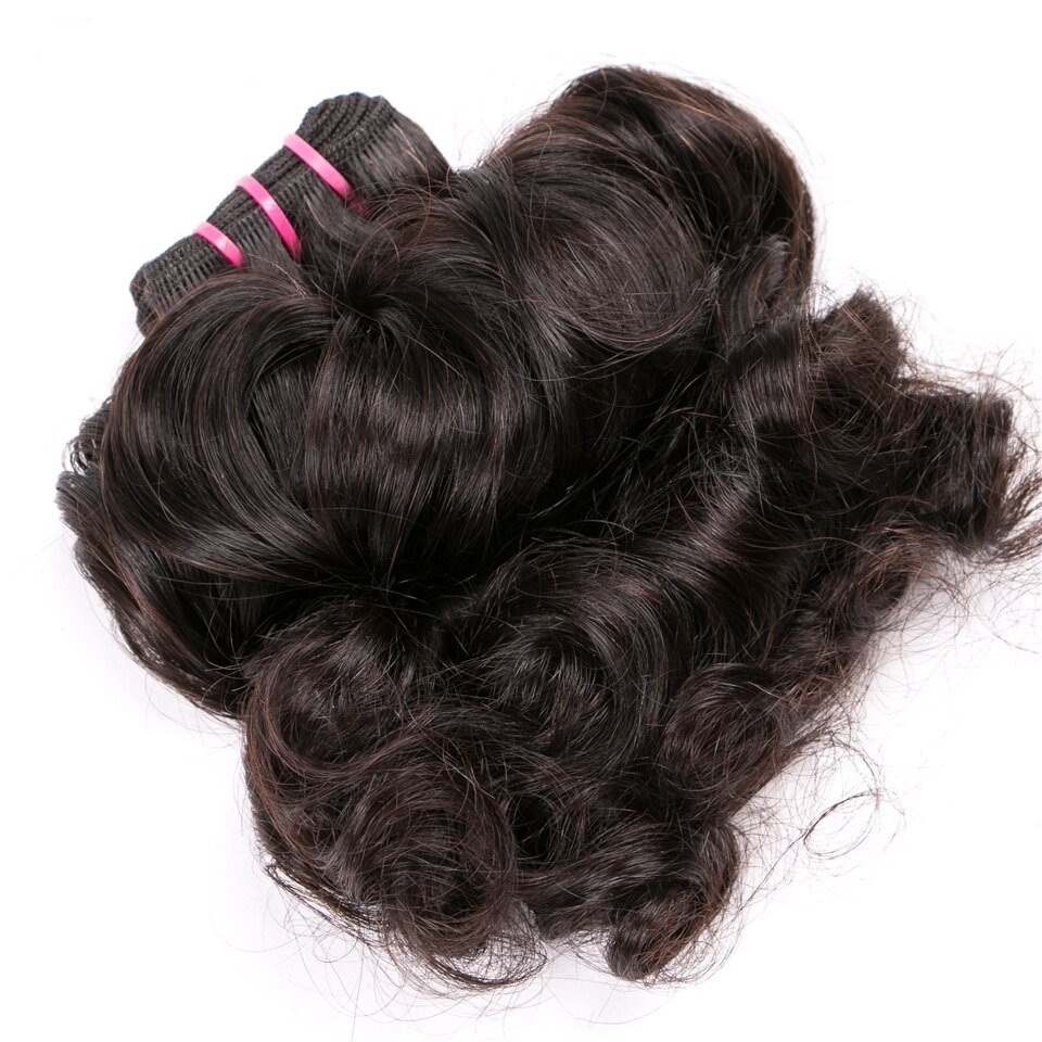 double drawn hair bundles funmi curly with lace closure for black women 100% human hair