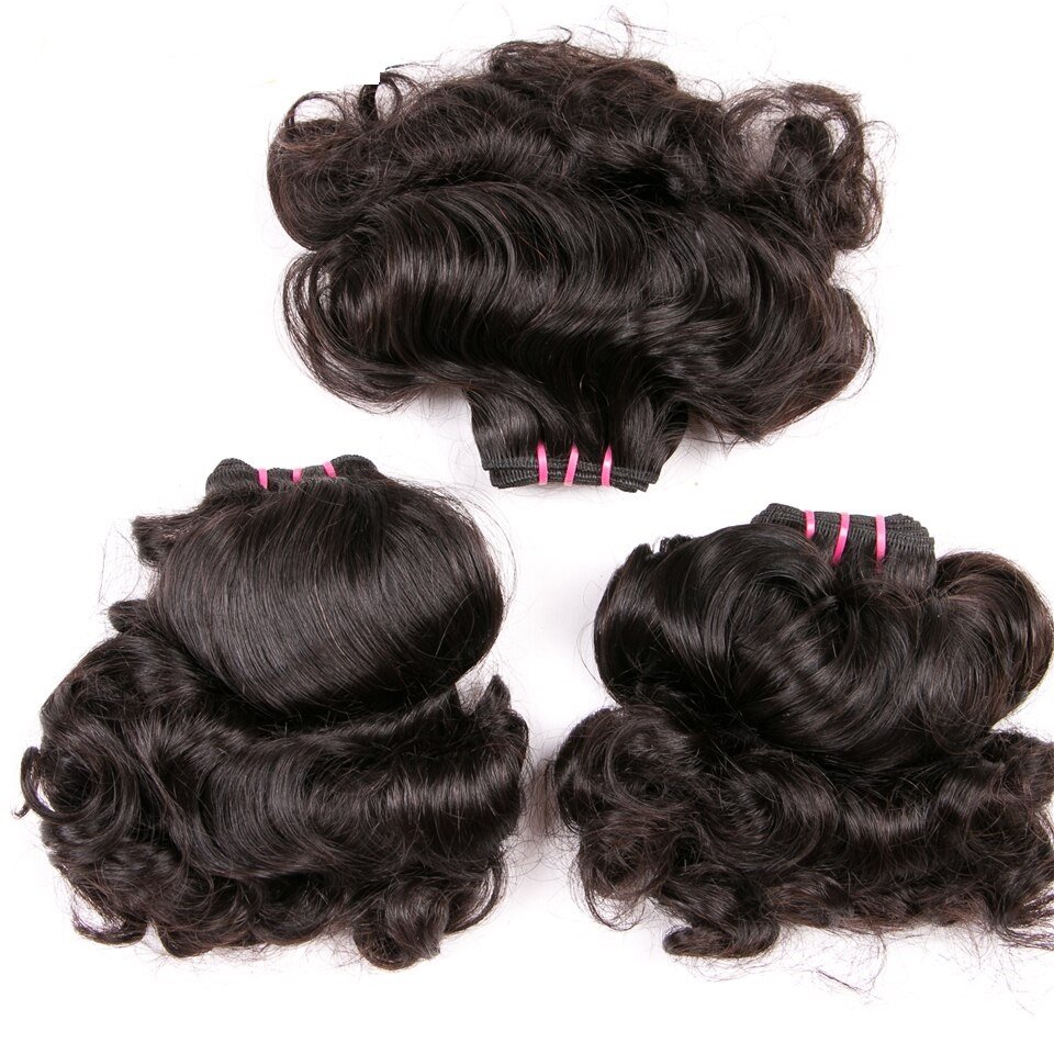 double drawn hair bundles funmi curly with lace closure for black women 100% human hair