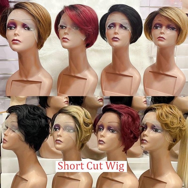 Pixie Cut Human Hair Wigs Vendors Short Bob Frontal Closure Wig,Brazilian Virgin Wigs For Black Women