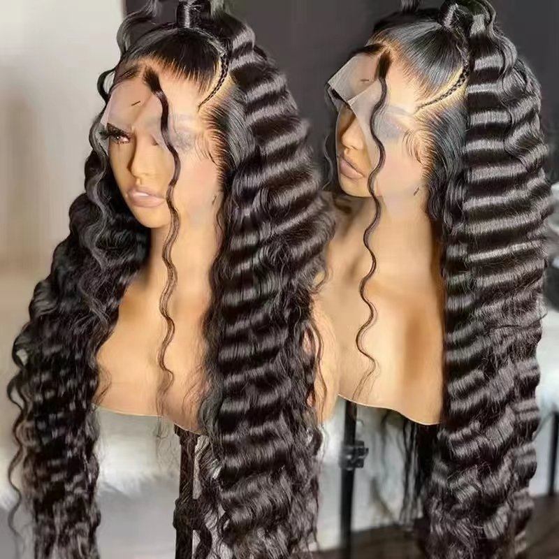40inch loose deep Human Hair Wig,Raw Indian Hair Peruvian Swiss Lace Closure Front Wig,13x6 HD Lace Frontal Wigs For Black Women