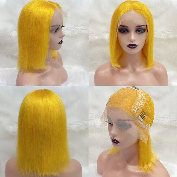 13x4 lace front bob wigs, colorful , pure human hair, 180 density