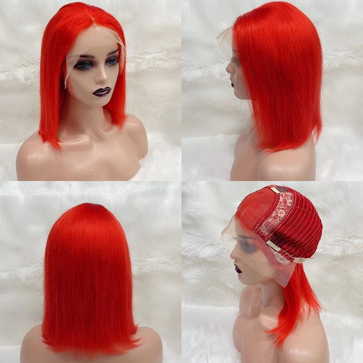 13x4 lace front bob wigs, colorful , pure human hair, 180 density