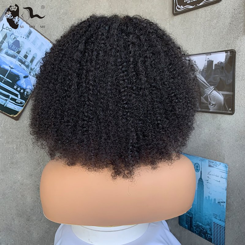 Pixie Curls Wig 100% Virgin Human Hair Wholesale Peruvian Bob Wigs 210% Density Natural Raw Wigs with Bangs for Black Women