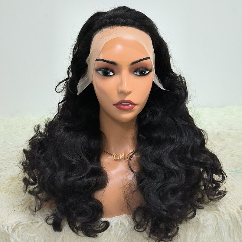 Letsfly Glueless Fumi Loose Super Full Luxury Raw Virgin Hair Easy Wear 13x4 Lace Frontal Human Wigs 24 26 Inches