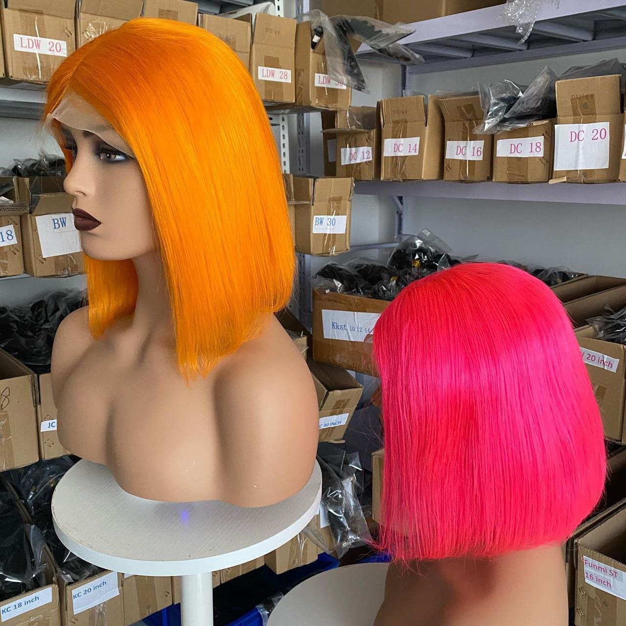 Wholesale 12A Bone Straight Bob Wigs Raw Brazilian Hair Vendor Orange Colored Bob Double Drawn Human Hair Wigs For Black Women