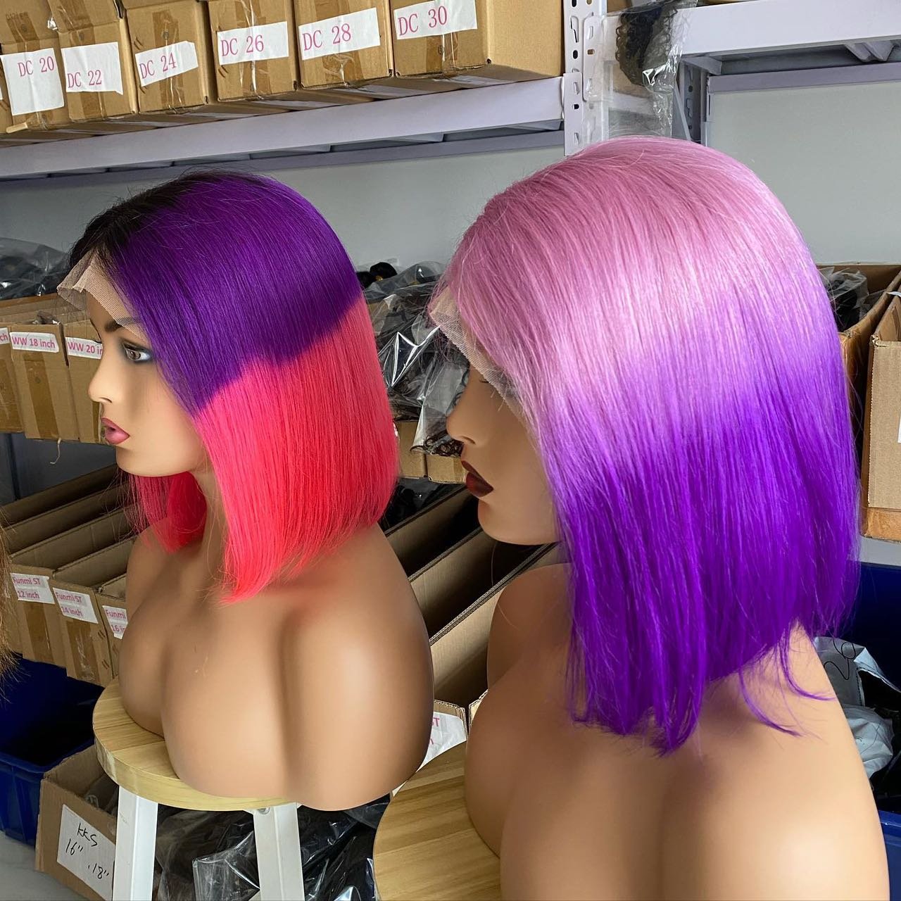 Wholesale 12A Bone Straight Bob Wigs Raw Brazilian Hair Vendor Orange Colored Bob Double Drawn Human Hair Wigs For Black Women