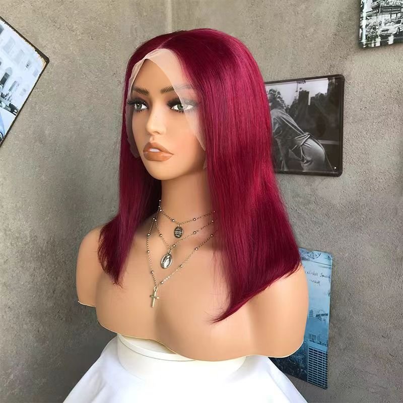Drop Shipping BUG Color Short Bob Lace Wigs Brazilian Human Hair, Pre Plucked Hairline Bone Straight Bob Wigs For Black Women