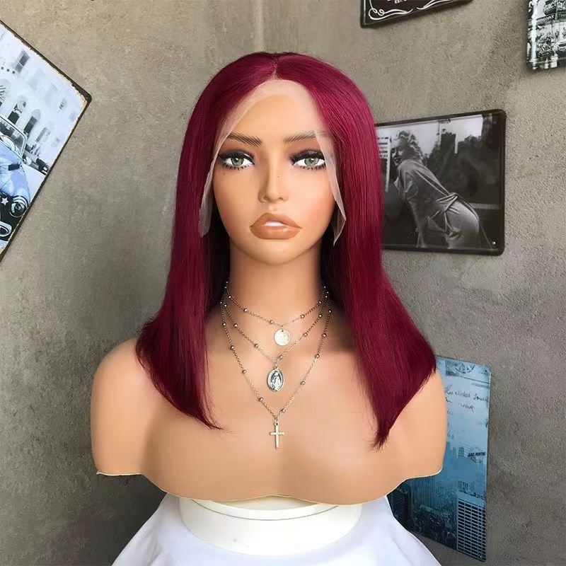 Drop Shipping BUG Color Short Bob Lace Wigs Brazilian Human Hair, Pre Plucked Hairline Bone Straight Bob Wigs For Black Women