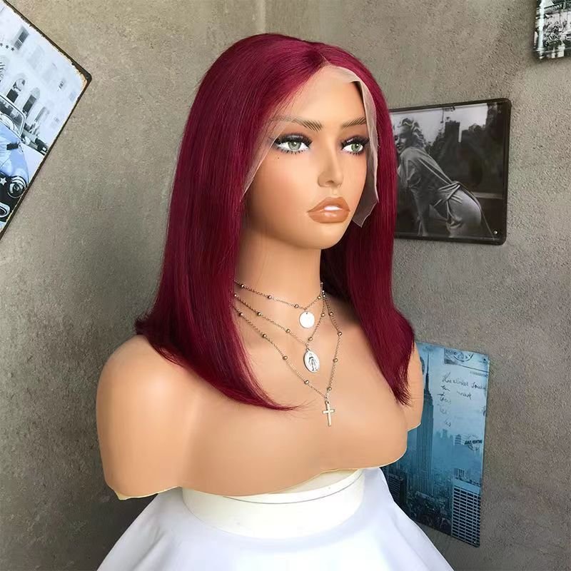 Drop Shipping BUG Color Short Bob Lace Wigs Brazilian Human Hair, Pre Plucked Hairline Bone Straight Bob Wigs For Black Women
