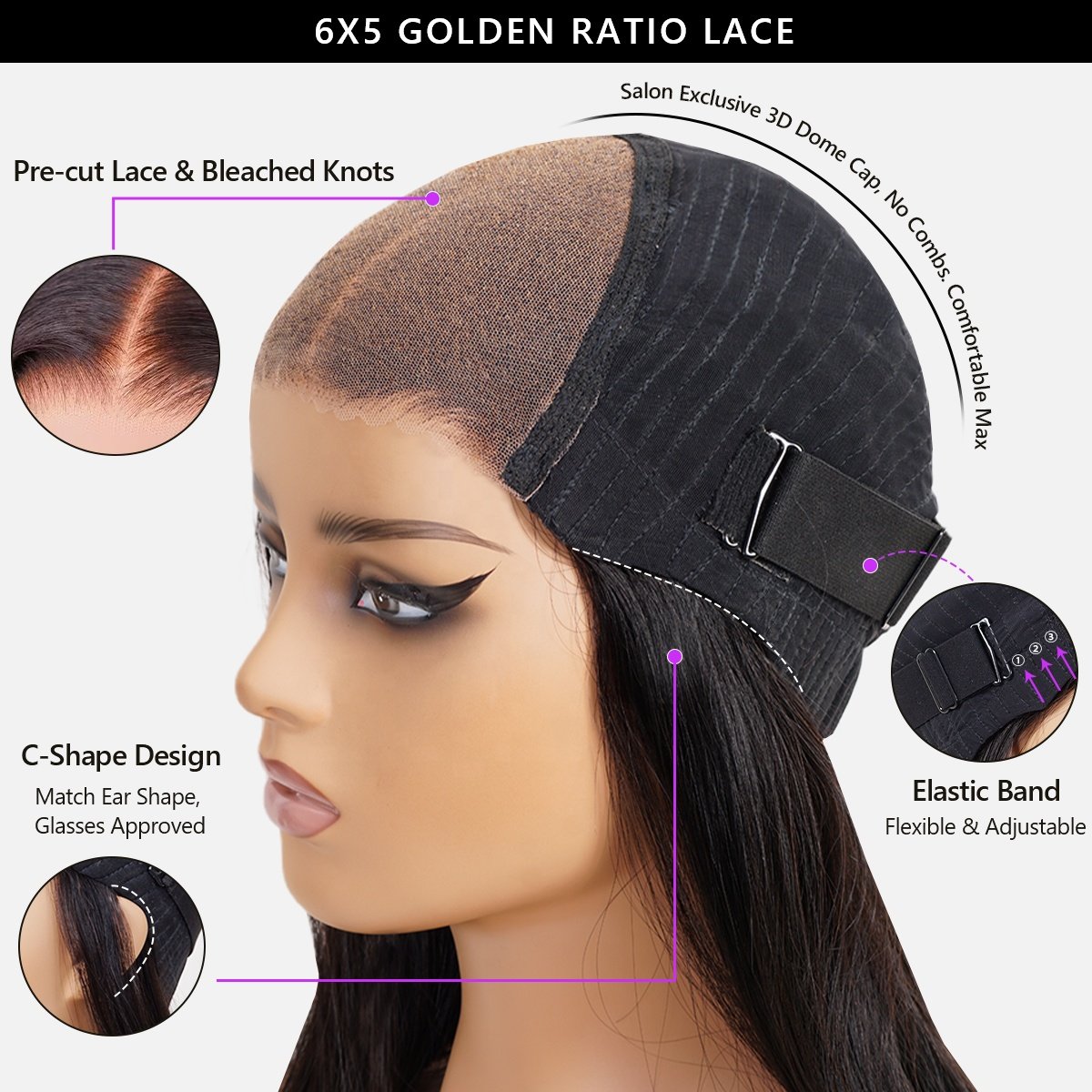 200% Glueless Pre plucked Human Hair Wigs Ready To Go 6x5 HD Closure Wig Wear Go Bleached Knots Lace Front Wig For Women