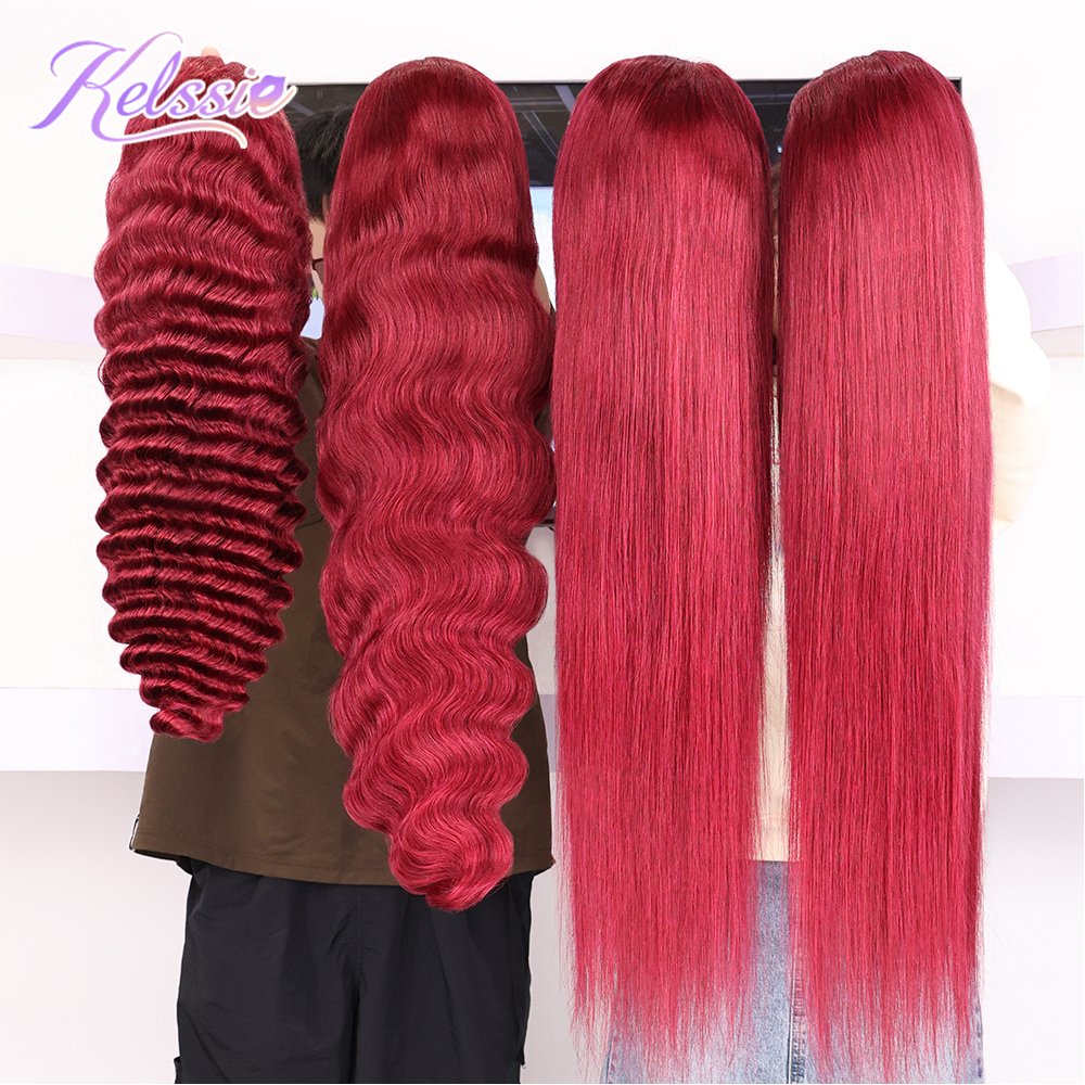 Red Hair Wigs 99J Deep Wave Peruvian Human Hair Wigs,30Inch Women Wigs Human Hair Wigs,Hd Red Curly Lace Front Loose Wave Wig